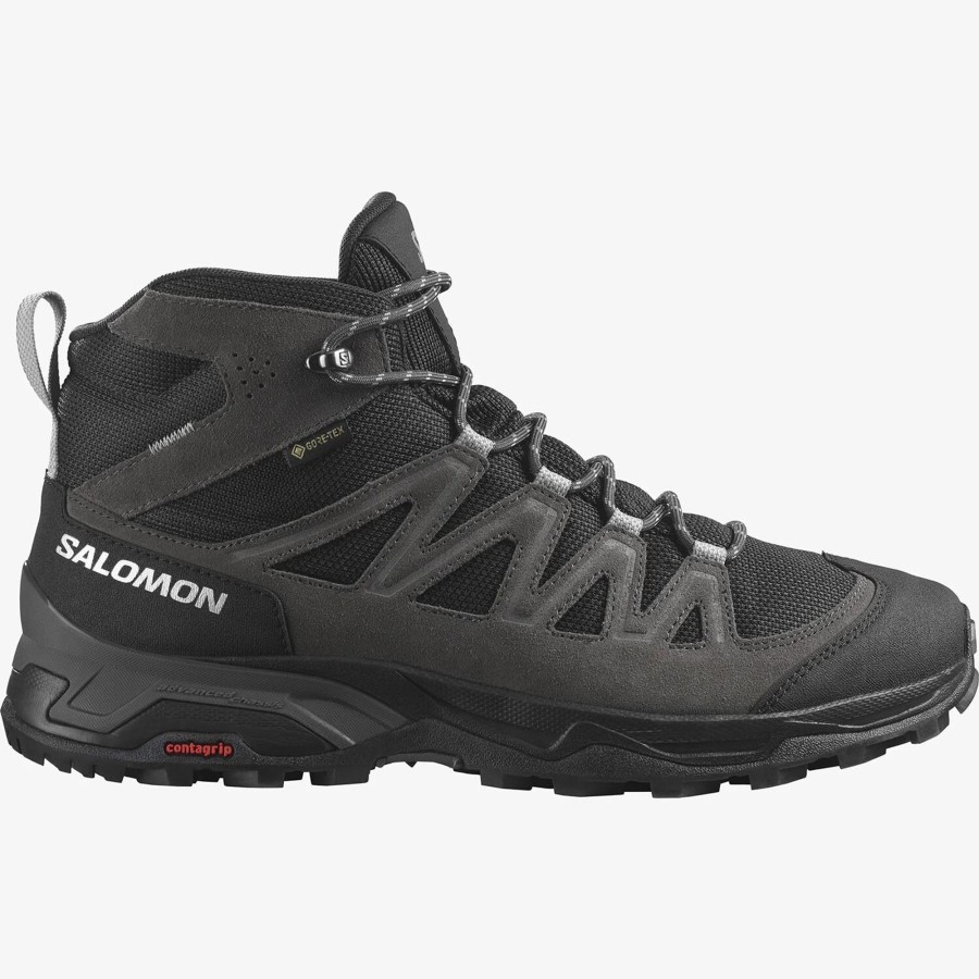 Fodtoj Salomon | Salomon Mens X Ward Leather Mid Gtx Gra (Phantom)