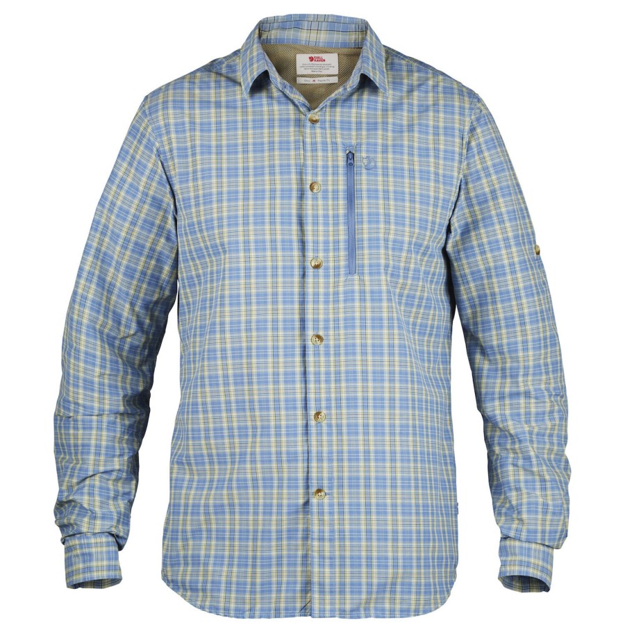 Herre Fjällräven | Fjallraven Mens Abisko Hike Shirt L/S Check Bla (Blue Ridge/519)