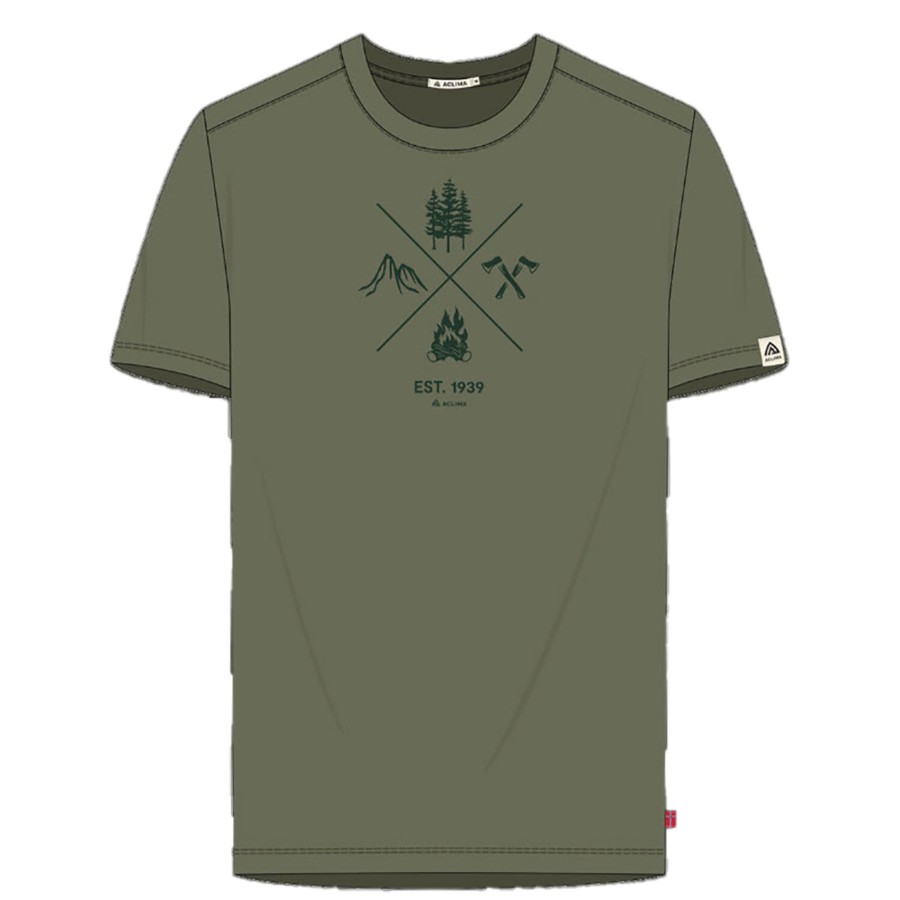 Herre Aclima | Aclima Mens Classic Tee X-Print Gron (Ranger Green)