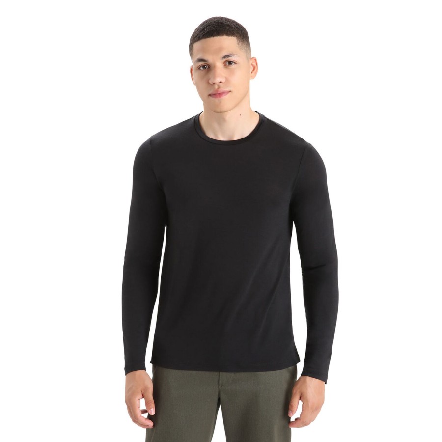 Herre Icebreaker | Icebreaker Mens Sphere Ii L/S Tee Sort (Black)