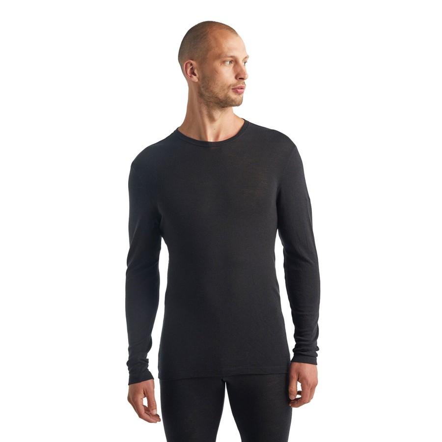 Herre Icebreaker | Icebreaker Mens 175 Everyday L/S Crewe Sort (Black)