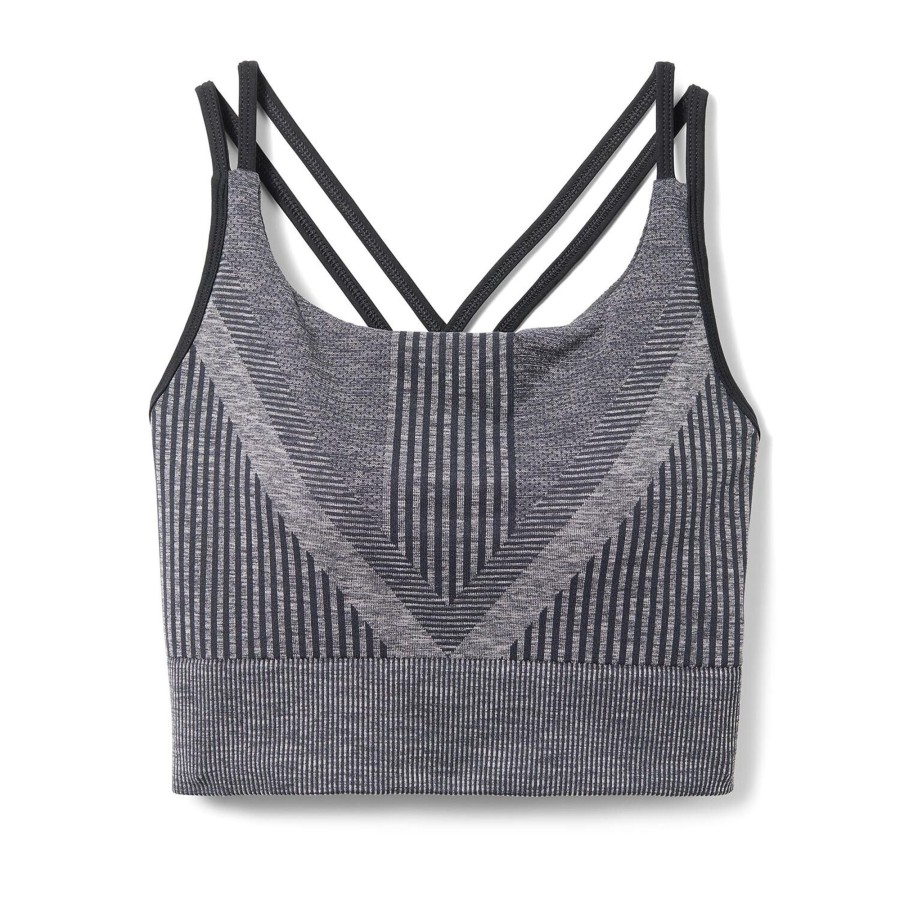 Dame Smartwool | Smartwool Womens Intraknit Strappy Bra Sort (Black Heather)