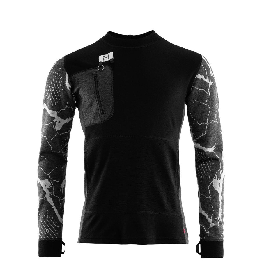 Herre Aclima | Aclima Mens Lars Monsen Crewneck Sort (Jetblack/Marengo/Femundendark)