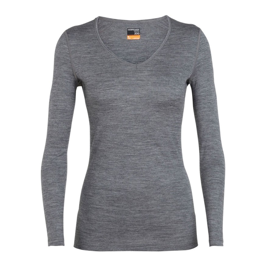 Dame Icebreaker | Icebreaker Womens 200 Oasis L/S V Gra (Gritstone Hthr-013)