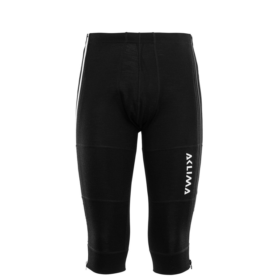 Herre Aclima | Aclima Mens Warmwool 3/4 Summit Longs Sort (Jet Black)