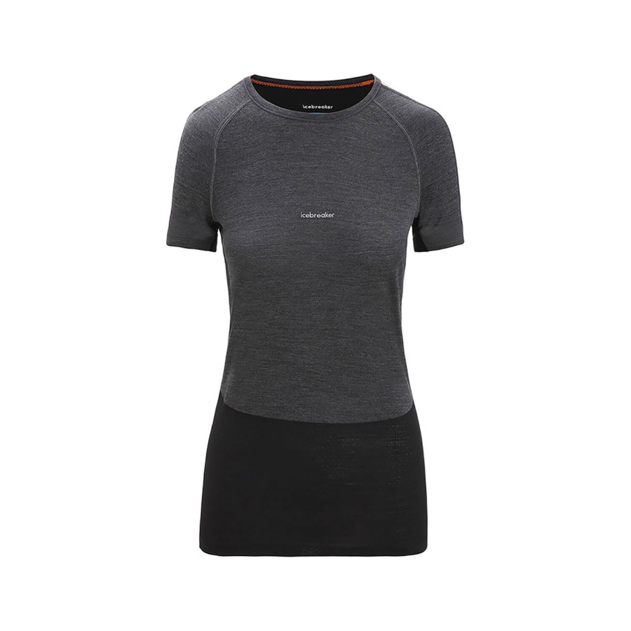 Dame Icebreaker | Icebreaker Womens 125 Zoneknit S/S Crewe Sort (Jet Hthr/Blk/Metro H/Cb)