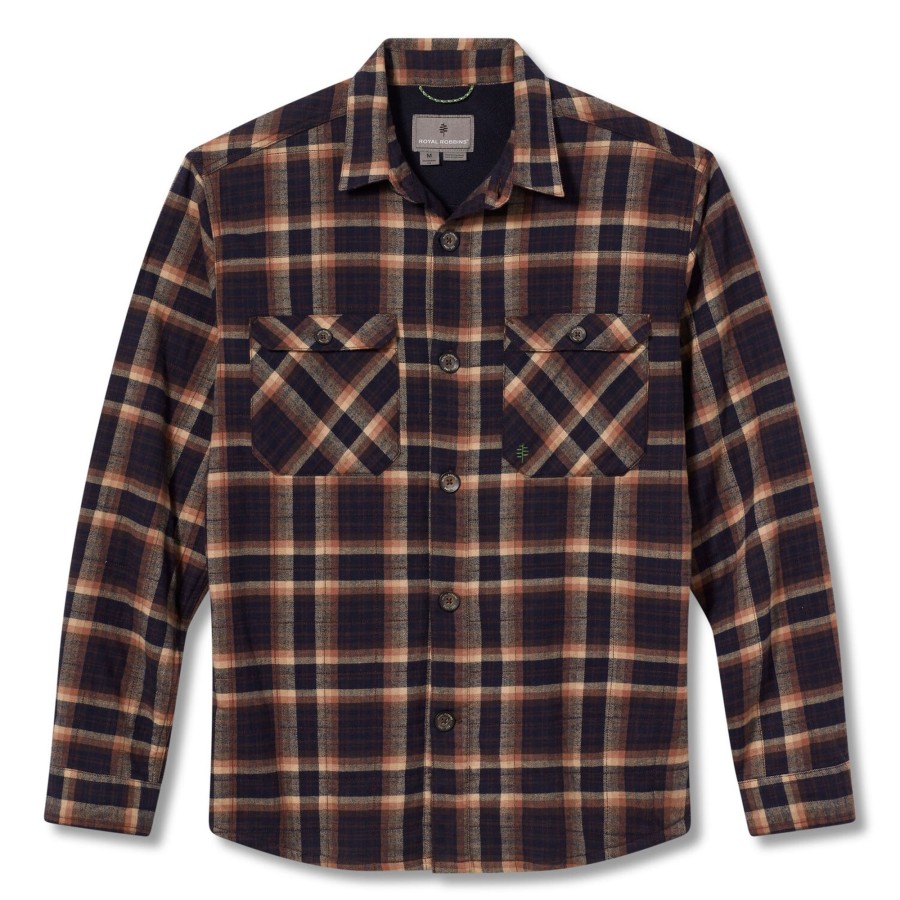 Herre Royal Robbins | Royal Robbins Mens Snowcap Lined Flannel L/S Bla (Naval Big Basin Pld)