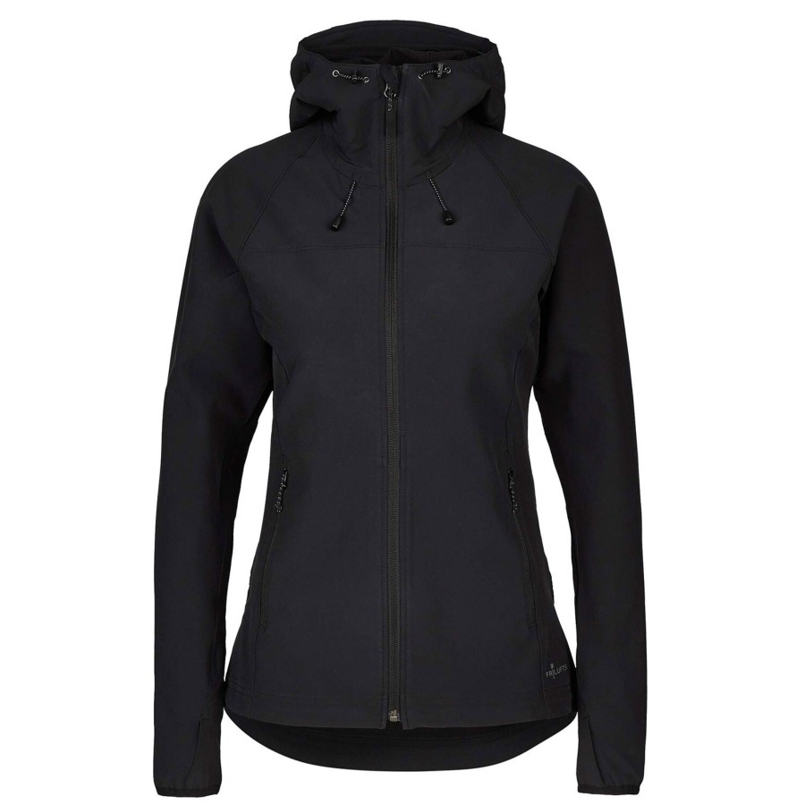 Dame Frilufts | Frilufts Womens Ennskraxn Hooded Softshell Jacket Sort (Caviar)