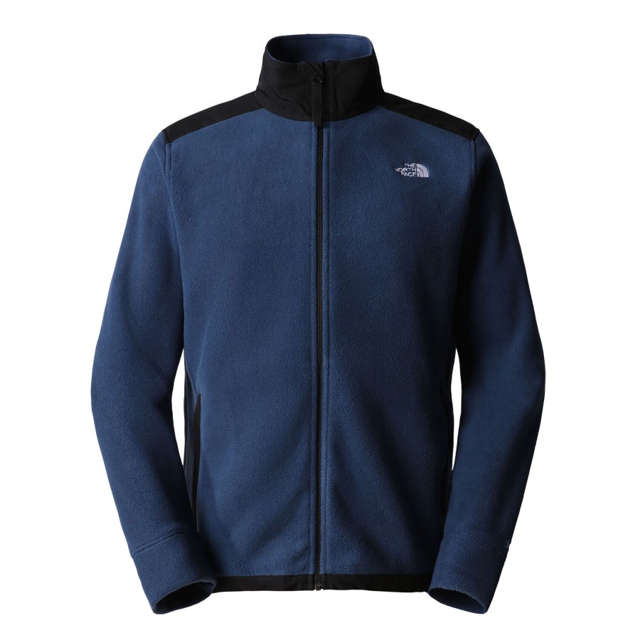 Herre The North Face | The North Face Mens Alpine Polartec 200 Full Zip Jacket Bla (Shady Blue/Tnf Black)