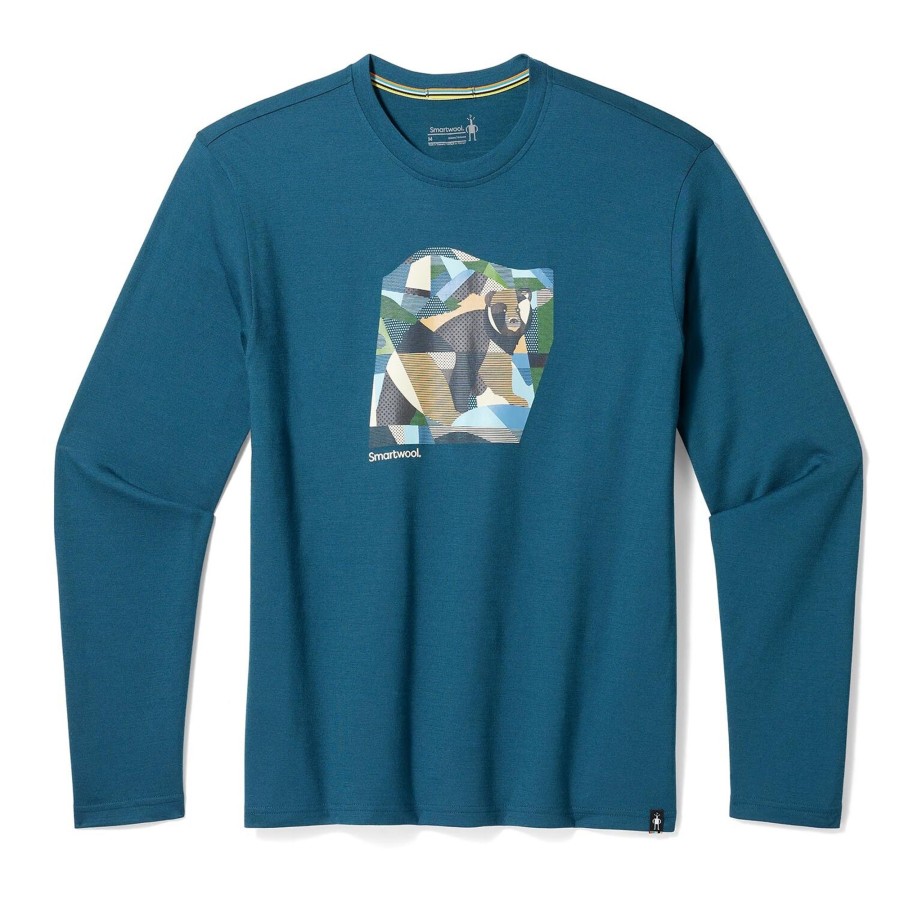 Herre Smartwool | Smartwool Mens Backcountry Bear Graphic L/S Tee Bla (Twilight Blue)