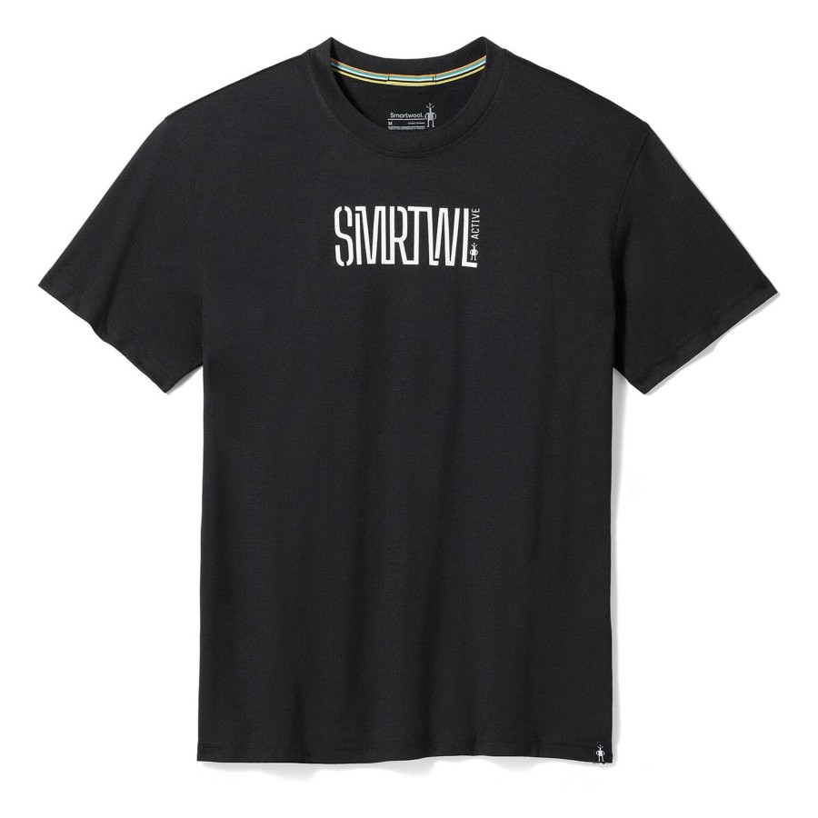 Herre Smartwool | Smartwool Mens Active Logo Graphic Short S/S Tee Sort (Black)