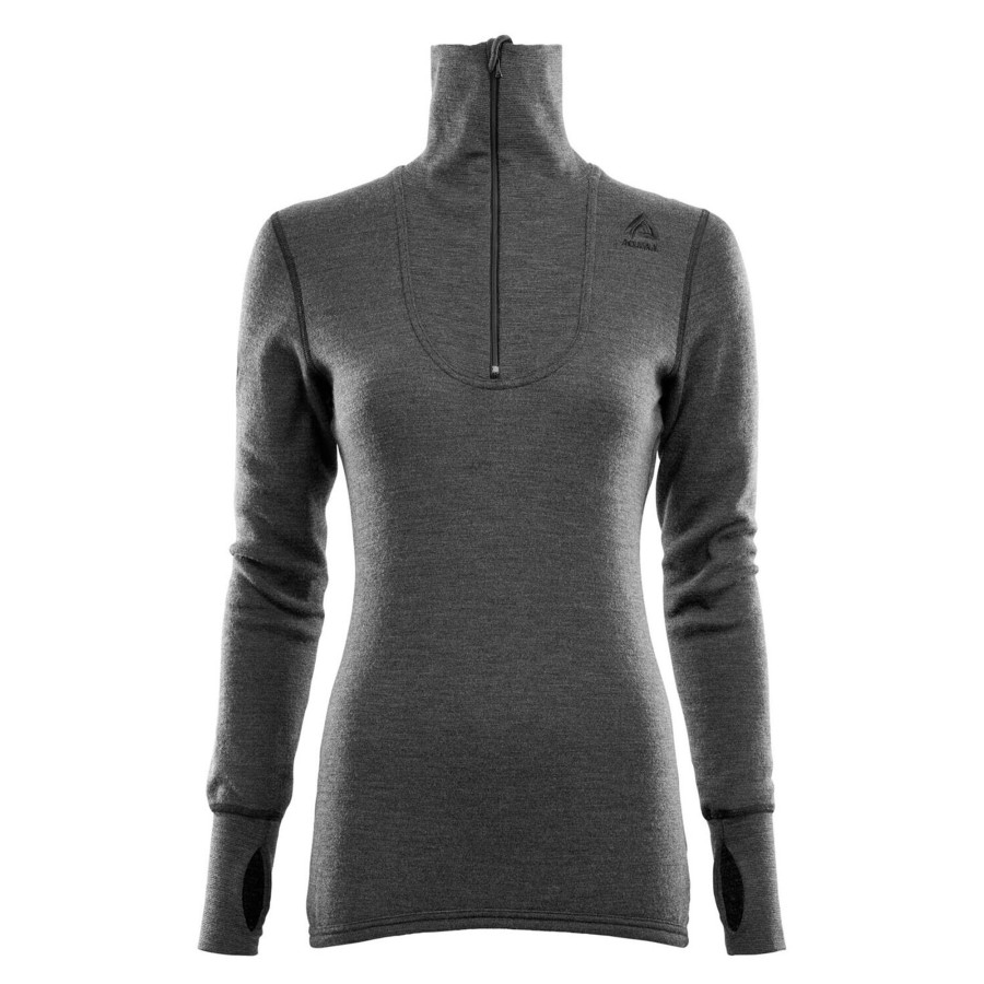 Dame Aclima | Aclima Womens Doublewool Polo Gra (Marengo/Jet Black)