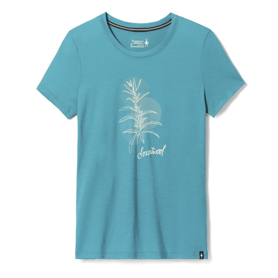 Dame Smartwool | Smartwool Womens Sage Plant Graphic S/S Tee Slim Fit Bla (Deep Lake)