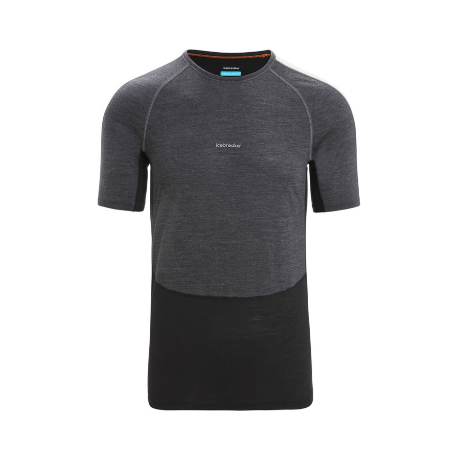 Herre Icebreaker | Icebreaker Mens 125 Zoneknit S/S Crewe Sort (Jet Hthr/Blk/Metro H/Cb)