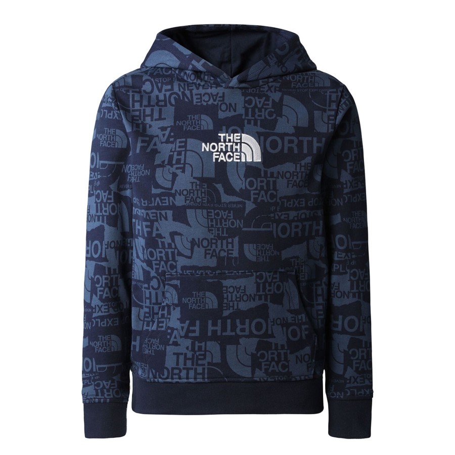 Born The North Face | The North Face Youths Drew Peak Light Po Hoodie Bla (Summit Navy Tnf Proud Print)