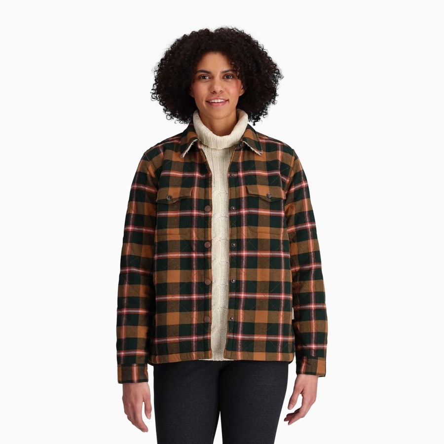 Dame Royal Robbins | Royal Robbins Womens Snowcap Lined Flannel L/S Gron (Pine Grove Pinecrest Pld)