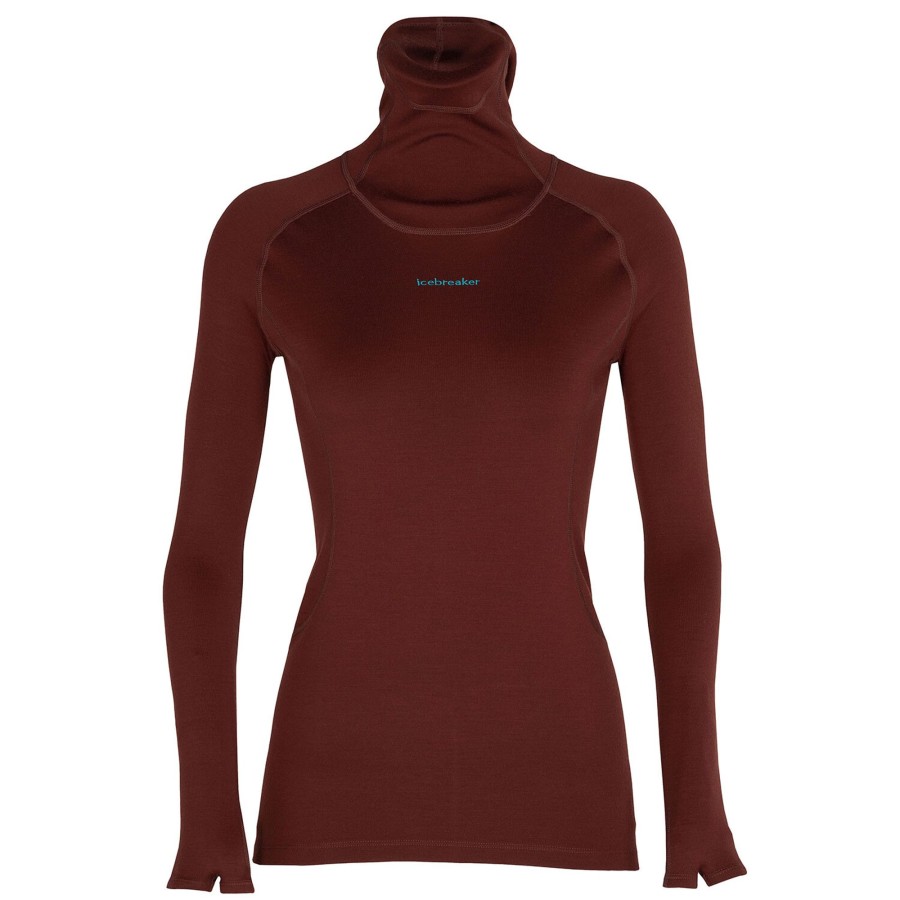 Dame Icebreaker | Icebreaker Womens Merino L/S Roll Neck Brun (Espresso)