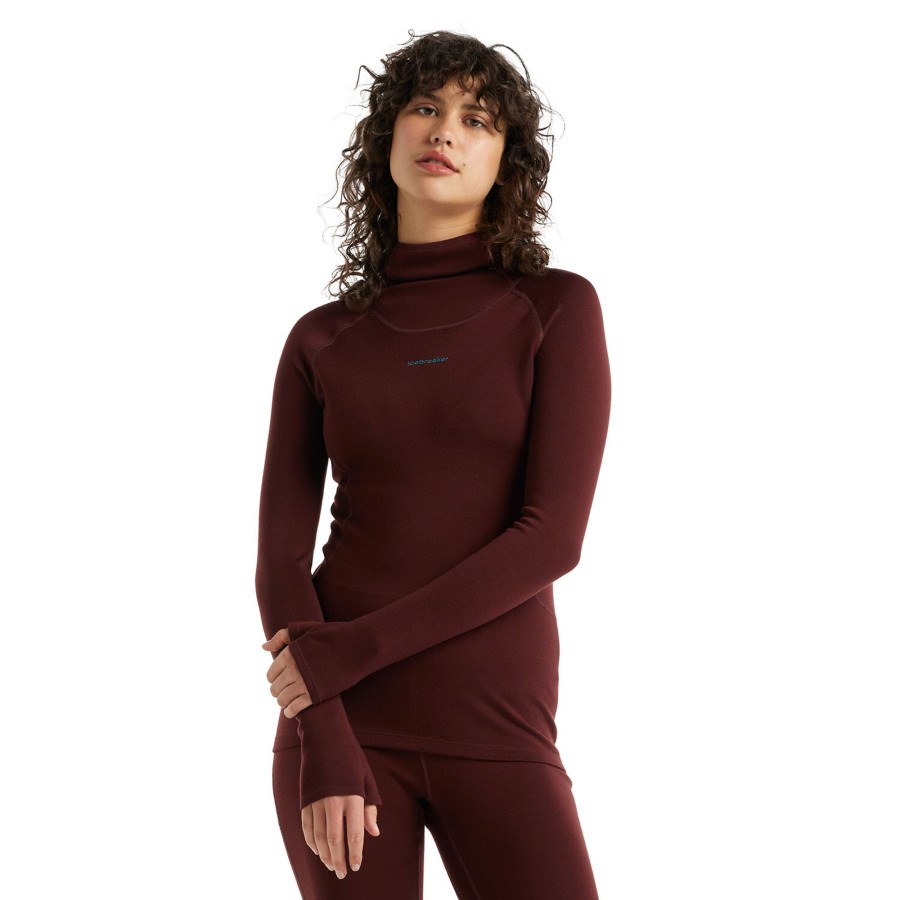 Dame Icebreaker | Icebreaker Womens Merino L/S Roll Neck Brun (Espresso)