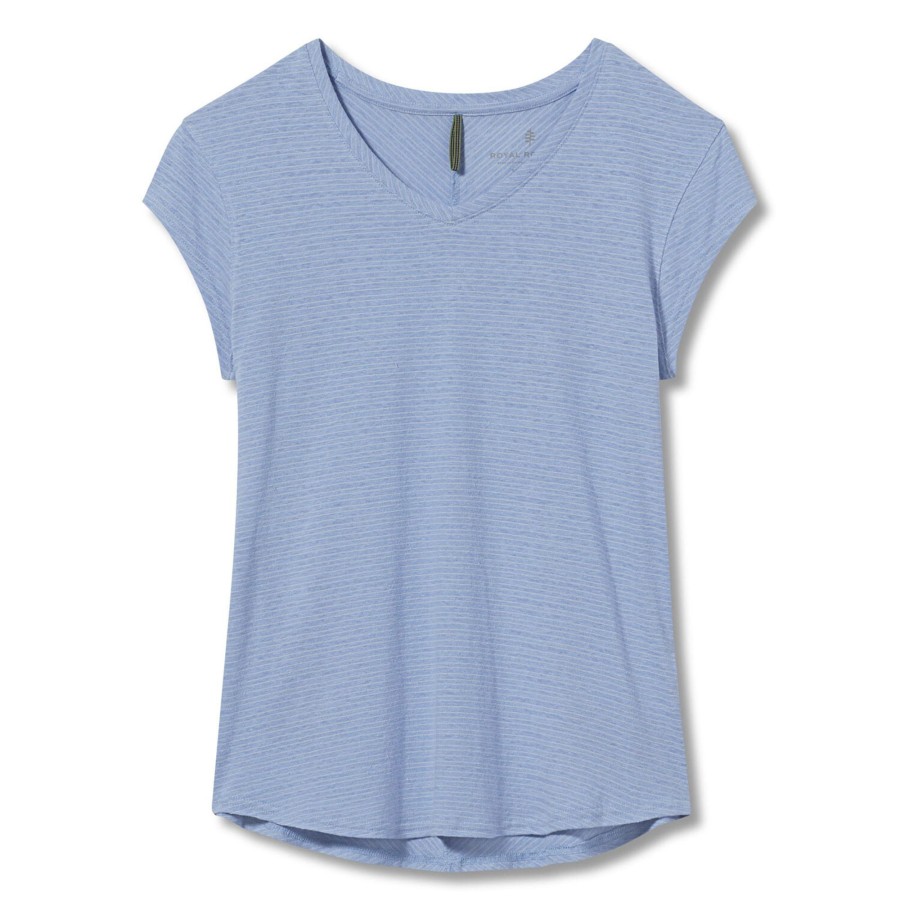 Dame Royal Robbins | Royal Robbins Womens Vacationer V-Neck S/S Lilla (Larkspur Mist Str)