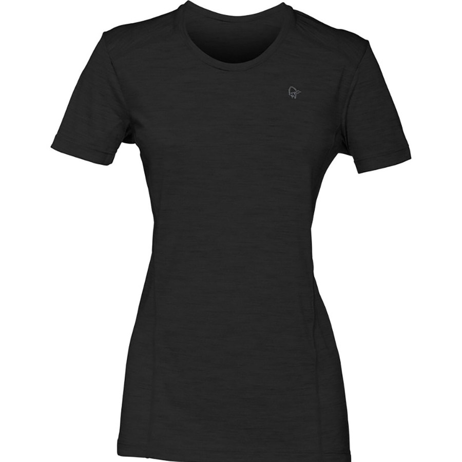 Dame Norrøna | Norrona Womens Baselayer Wool T-Shirt Sort (Caviar)