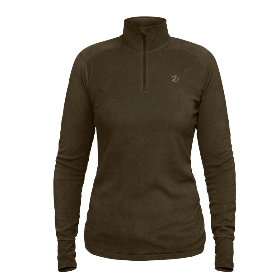 Dame Fjällräven | Fjallraven Womens Skare Half Zip Gron (Dark Olive/633)