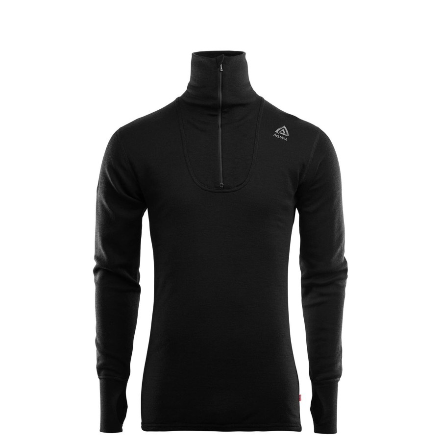 Herre Aclima | Aclima Mens Doublewool Polo Sort (Jet Black/Marengo)