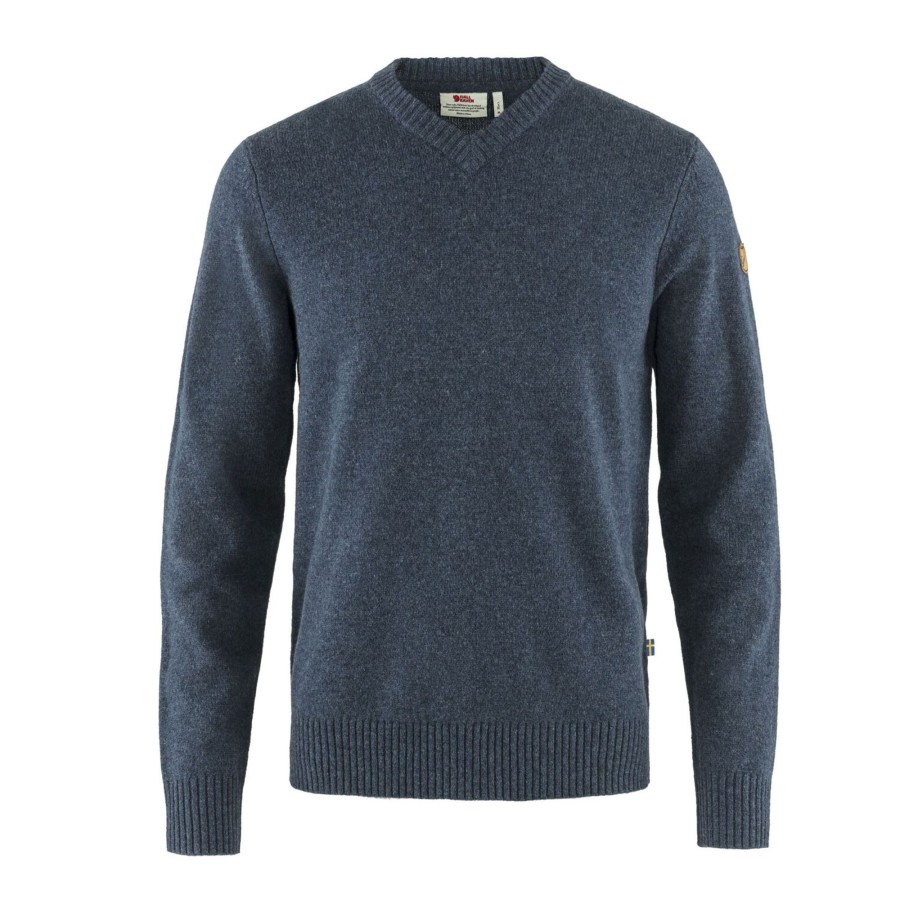 Herre Fjällräven | Fjallraven Mens Ovik V-Neck Sweater Bla (Navy/560)