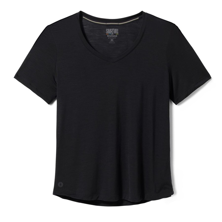 Dame Smartwool | Smartwool Womens Merino Sport 120 V-Neck S/S Sort (Black)