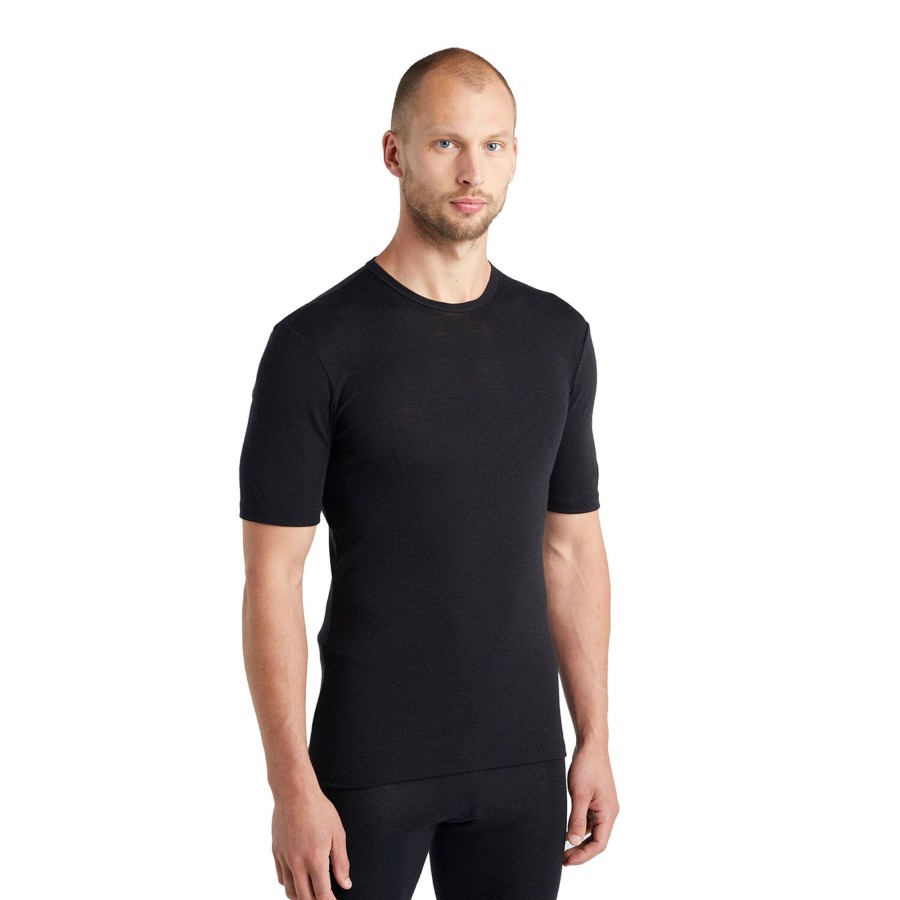 Herre Icebreaker | Icebreaker Mens 175 Everyday S/S Crewe Sort (Black)