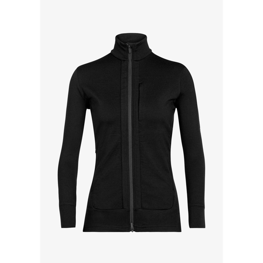 Dame Icebreaker | Icebreaker Womens Quantum Iii L/S Zip Sort (Black)