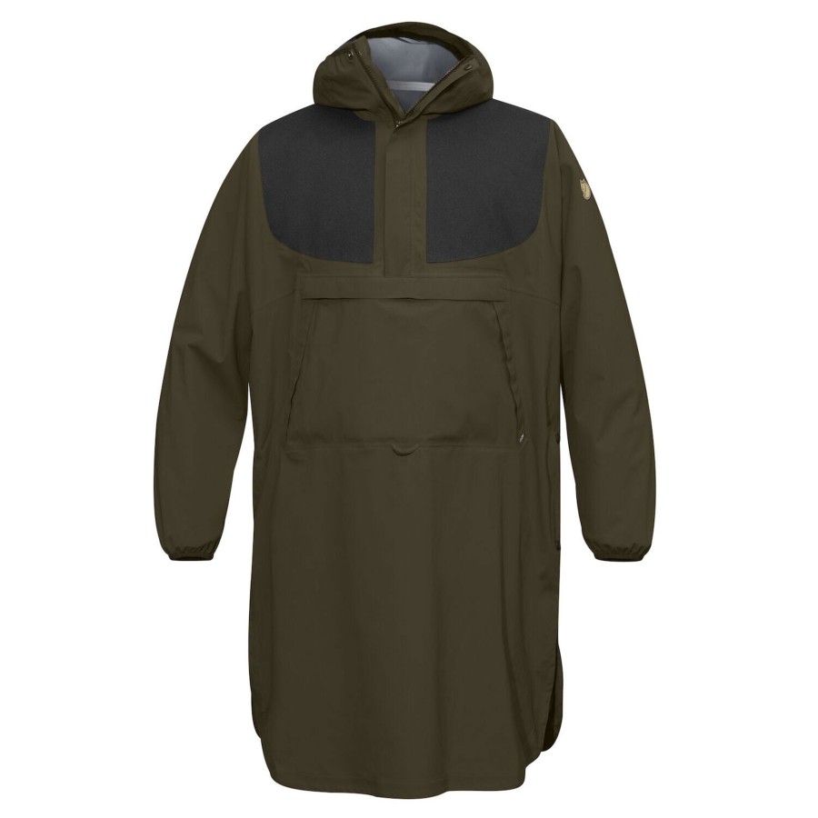 Herre Fjällräven | Fjallraven Mens Lappland Eco-Shell Poncho Gron (Dark Olive/633)