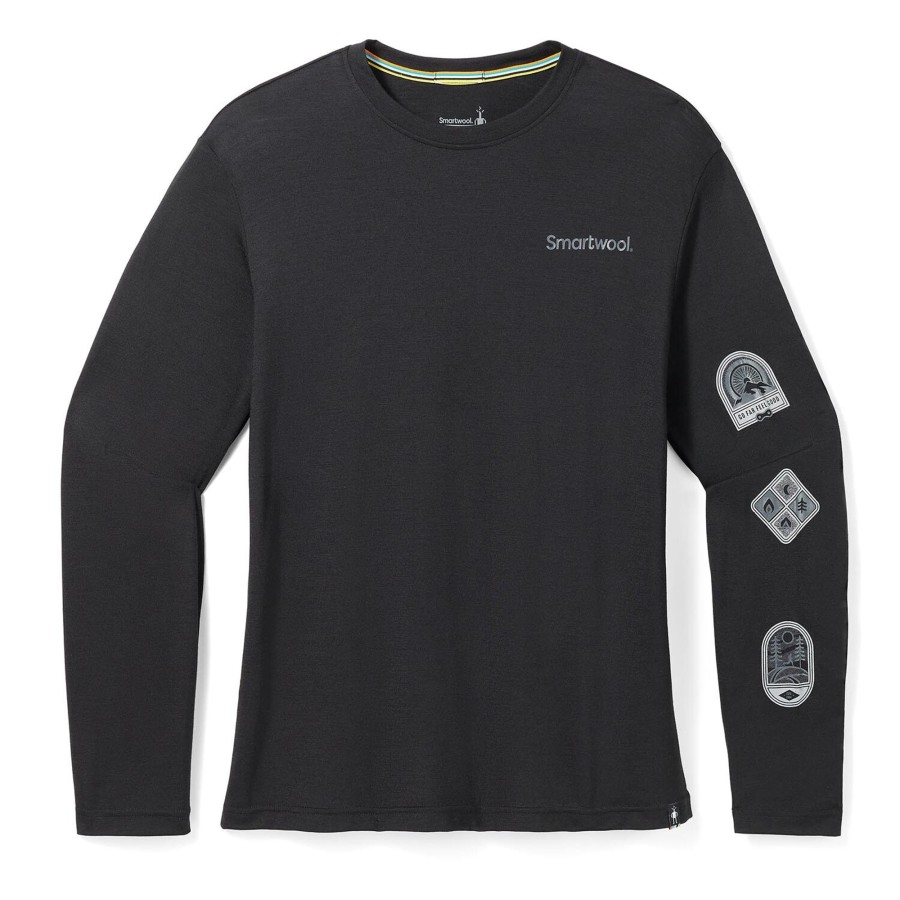 Herre Smartwool | Smartwool Mens Outdoor Patch Graphic L/S Tee Sort (Black)